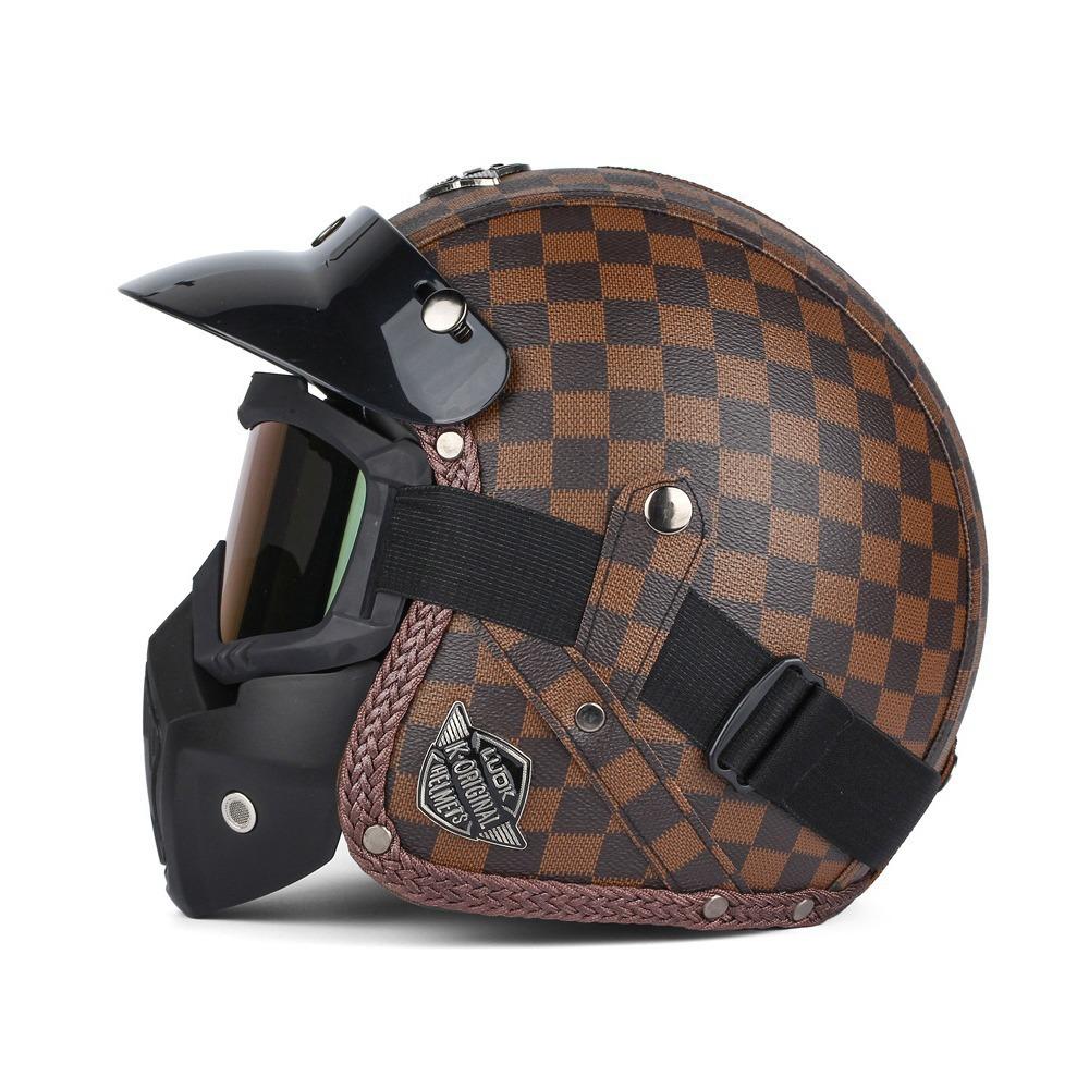 Helmet Helmet Leather Helmet 3/4 Half Helmet Big Turtle King Pedal Helmet Motorcycle DOT Riding Helmet Electric Rider