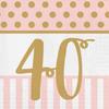 3 Ply 40th Birthday Napkins (Pack of 20)