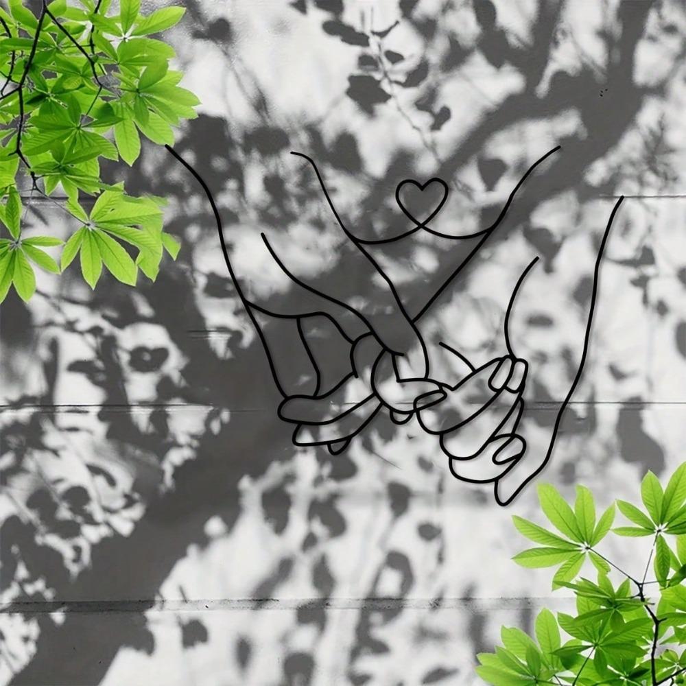 1pc Hand-In-Hand Metal Art Wall Decor. It Is A Love-Themed Metal Wall Sculpture And Also A Metal Mural Wall Decor For Couples. Suitable For Home