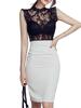 ISLAYCAOLILA Chinzi D82 Perfect for or Party This Midi Dress Features a Lace Crew Sleeveless and a Cinched Women's Dress, (XL, Black), Cabaret, Mini,