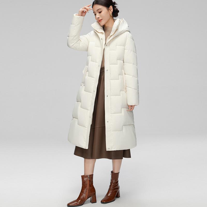 Зимняя женская длинная хлопковая куртка на утином пуху с поясом, толстая теплая роскошная тонкая парка с капюшоном