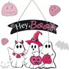 Wooden Halloween Ghost Door Sign Cartoon Haunted House Hanging Door Plate  Halloween