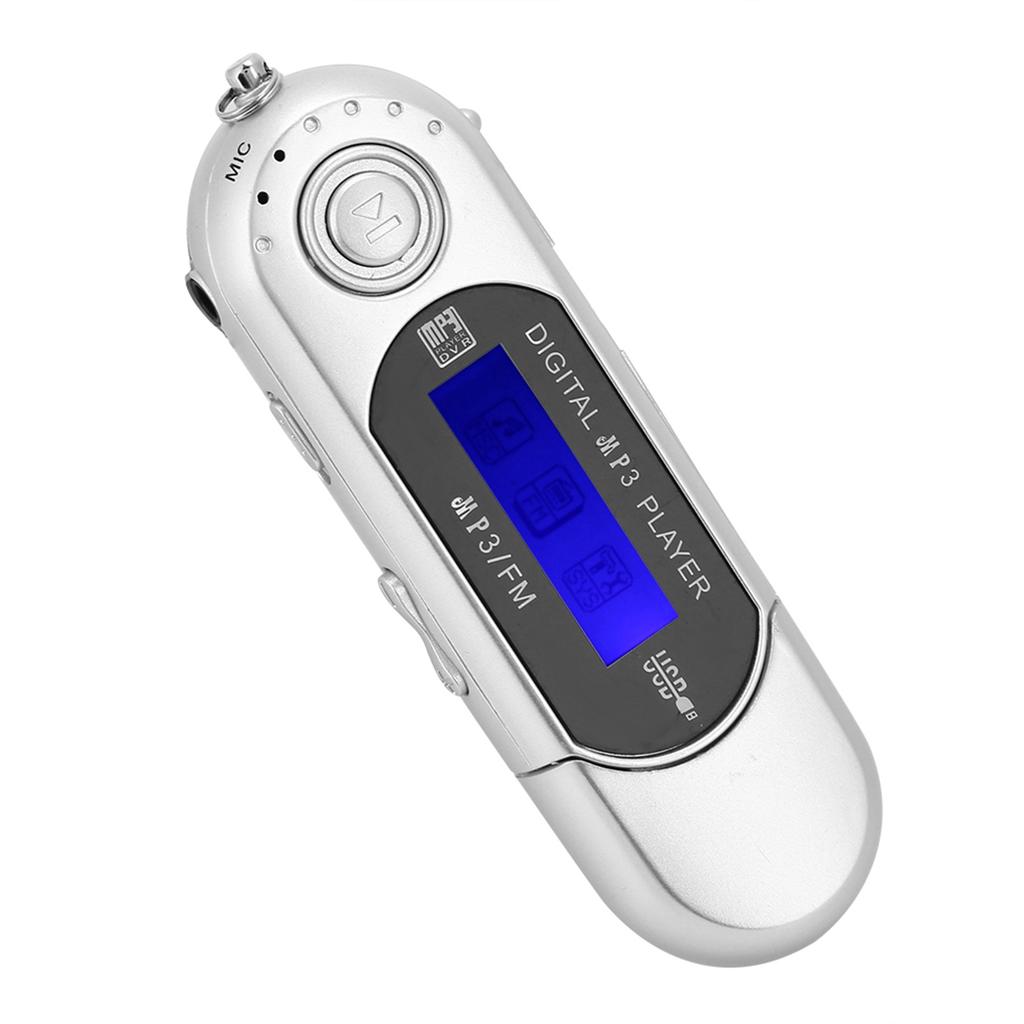 Портативный музыкальный MP3 USB-плеер с ЖК-экраном, FM-радио, голосовой памятью, картой памяти, серебристый