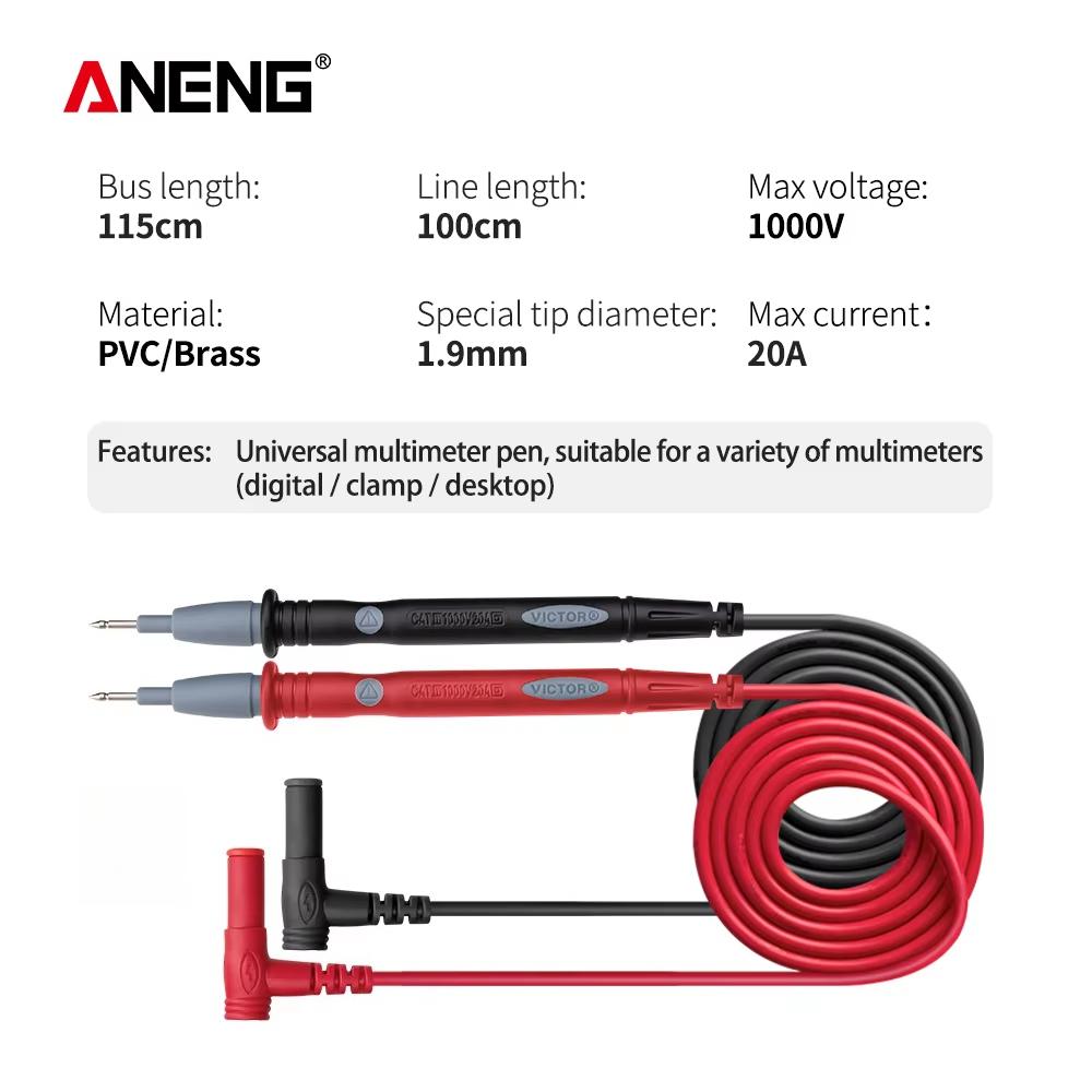 2026 ANENG PT1003 Clamp Meter Multimeter Universal Test Leads Cable Multifunctional 20A -PVC Cable -wire Needle-tip Tester Probe Wire Pen Cable Test