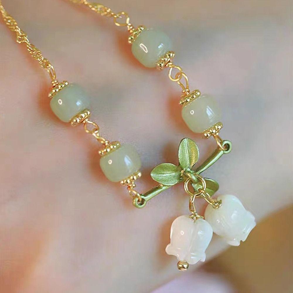 Цветочный Браслет в Новом Китайском Стиле Подвеска Вишня Бусины Кольцо на Руку Милый Браслет Орхидея Вечеринка