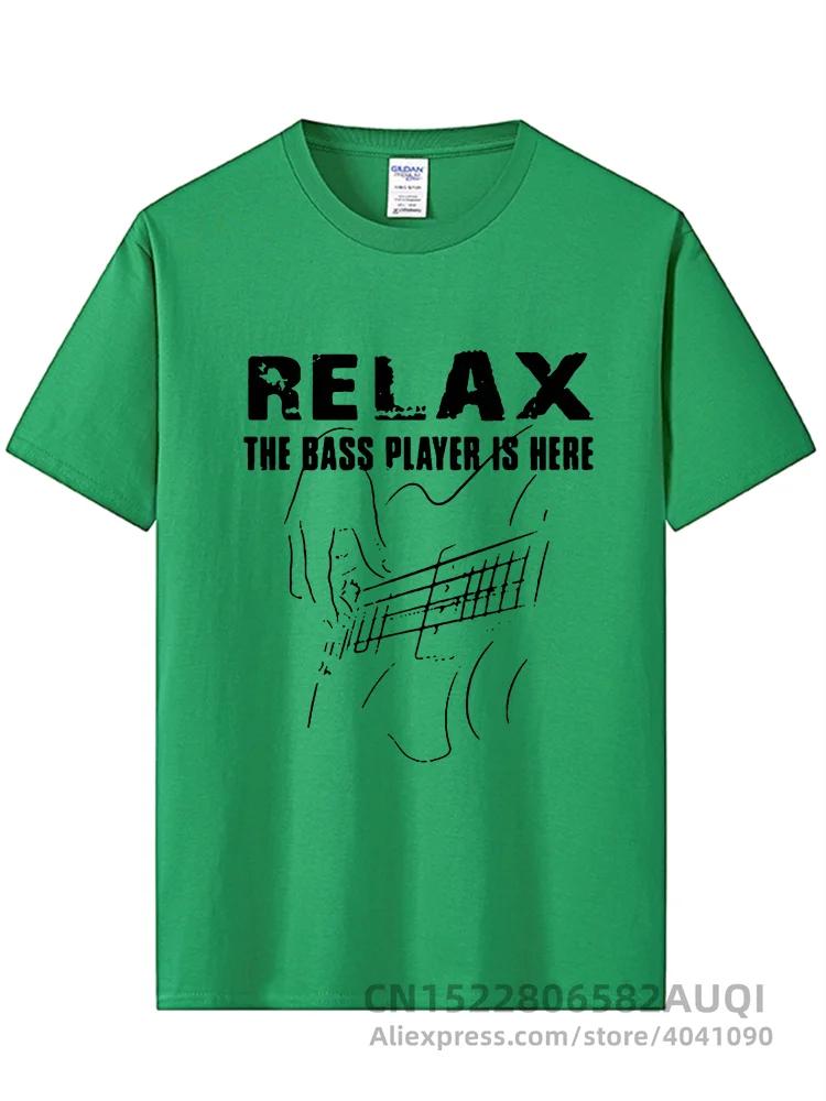 Electric Guitar Nevan Music Tshirt Relax The Bass Player Is Here 100% Cotton Fashionable Black T Shirt Summer Popular Tees