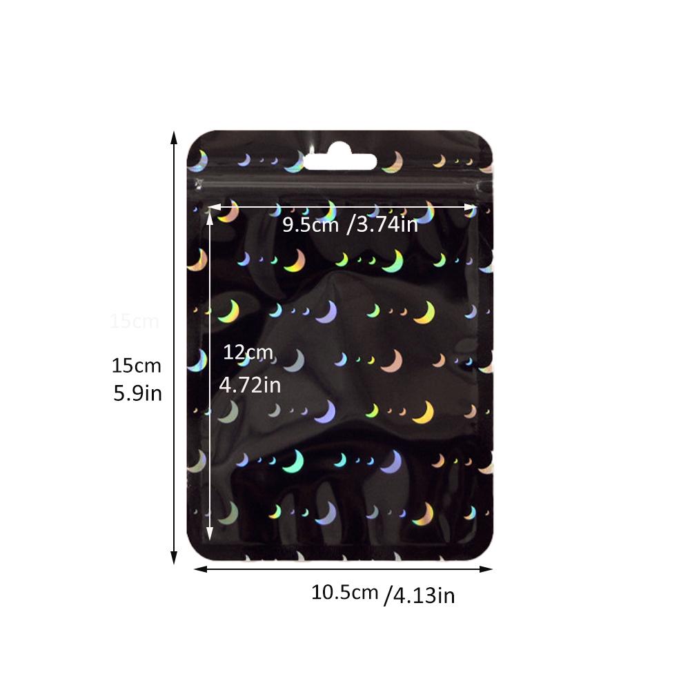 50 шт. голографический лазерный прозрачный пластиковый мешок для ювелирных изделий на молнии для хранения бусин в подарок для малого бизнеса упаковочные материалы