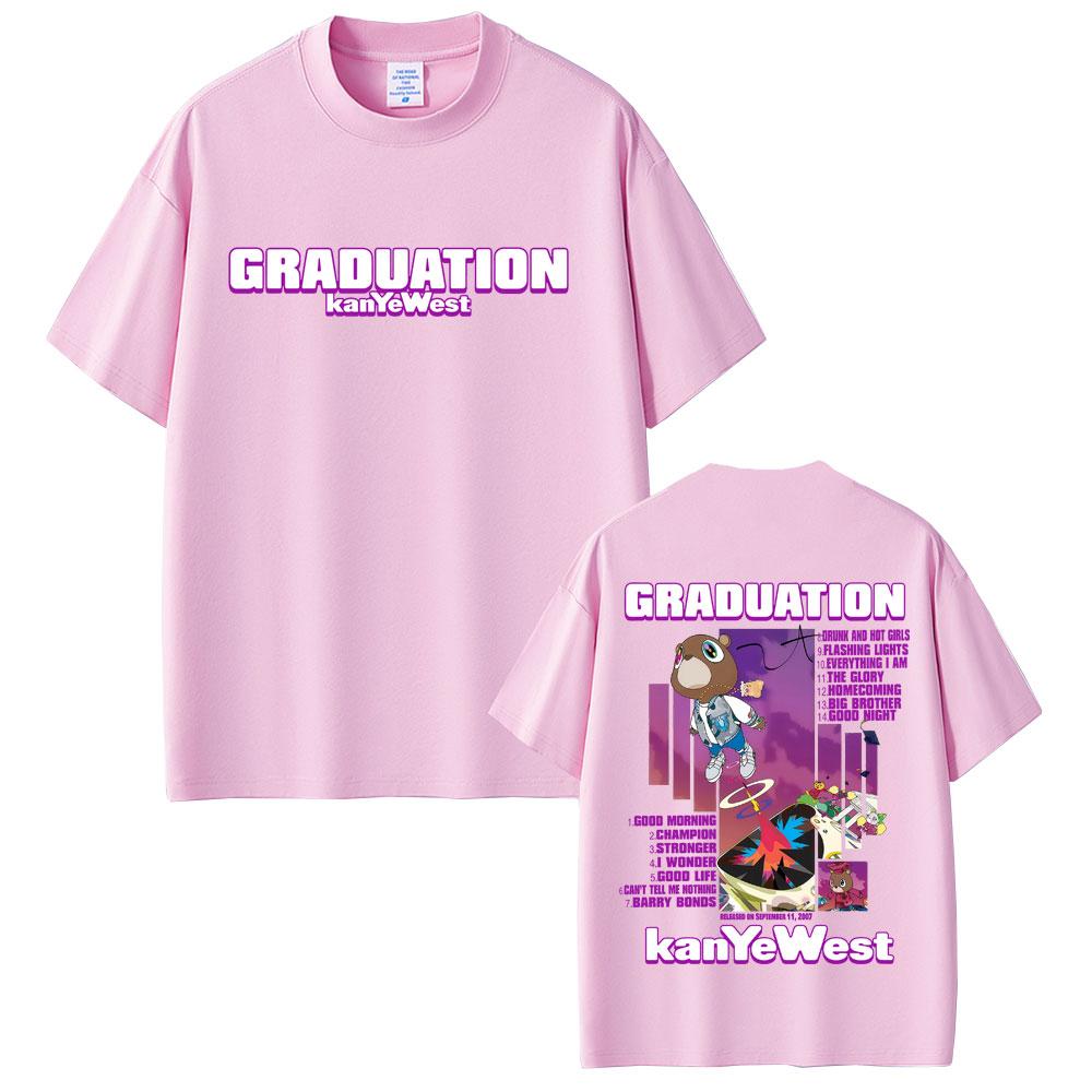 Футболки с графикой медведя из альбома Graduation рэпера Канье Уэста, мужские футболки в стиле хип-хоп, футболки с поп-музыкой, мужская повседневная хлопковая винтажная футболка
