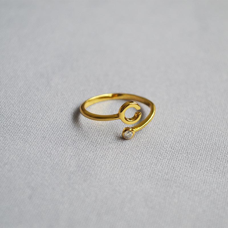2019 Exquisite Adjustable Initial Ring for Women - Stackable Open Design for Index Finger