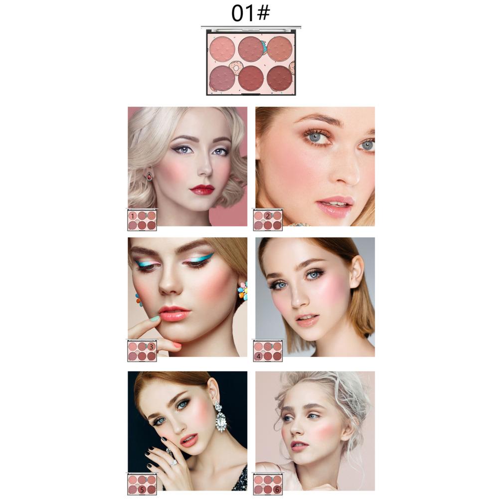 MISS ROSE 6-в-1 Изысканные прямоугольные 6 цветов для девочек, легкие роскошные цветные румяна, приятные для кожи, стильные портативные румяна для ремонта макияжа