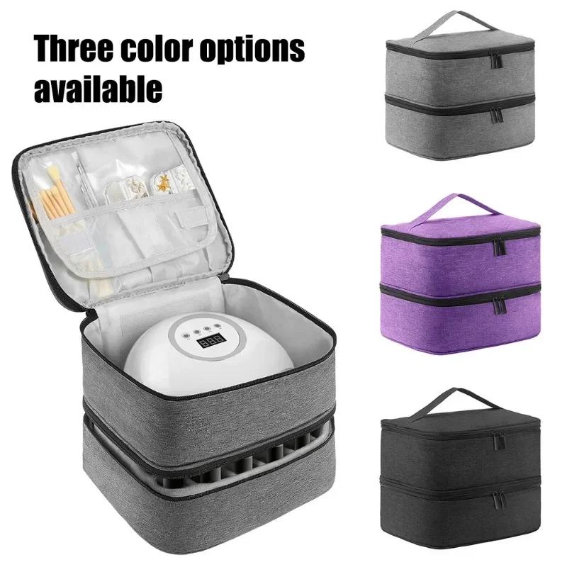 Сумка для хранения лака для ногтей, сумка для эфирного масла, портативный косметический набор для ухода за ногтями, коробка для хранения инструментов по уходу за ногтями, двухслойная, 30 отделений