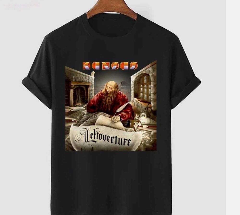 Vtg Kansas Rock Band Leftoverture Album Cotton Black T Shirt For Men