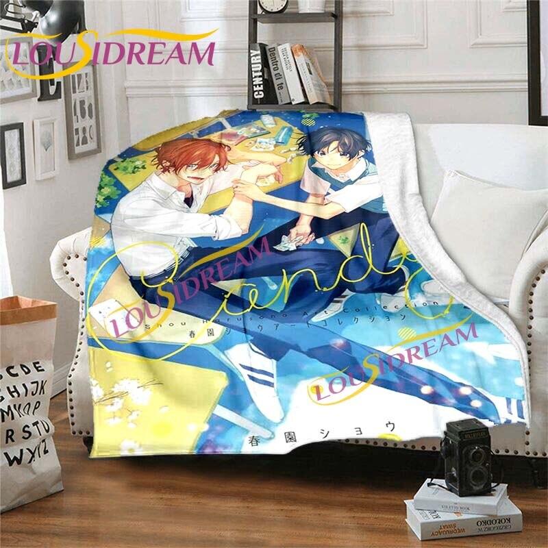 Sasaki and Miyano Flannel Blankets Anime Throw Blanket for Bed Livingroom Sofa Campus Cartoon Blankets Homosexual Love Blanket