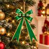 Metal Christmas Bowknot Ornament with Decorative Edging, Notched Bowknot Ends, and Integrated Cord for Party Backrops and Mantels Displays