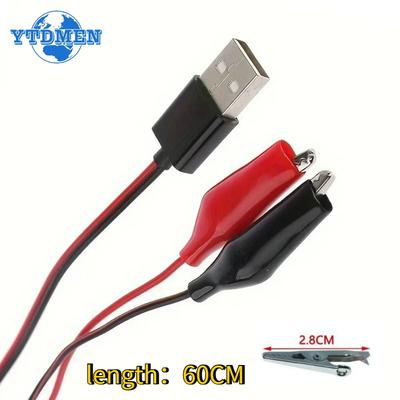 Зажимы типа "крокодил" для тестирования, зажим для штекера USB, тестовые провода, разъем, адаптер питания, провод 60 см, зажимы "крокодил"