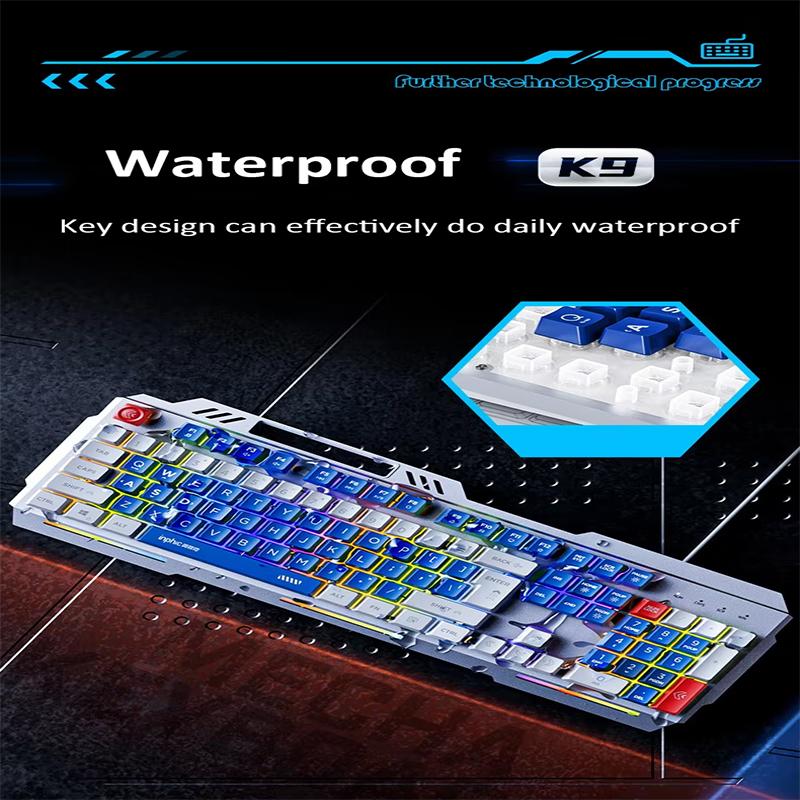 Inphic K9 Механическая клавиатура Проводная игровая 104 клавиши Клавиатура с подсветкой Металлическая клавиатура для ноутбука/ПК