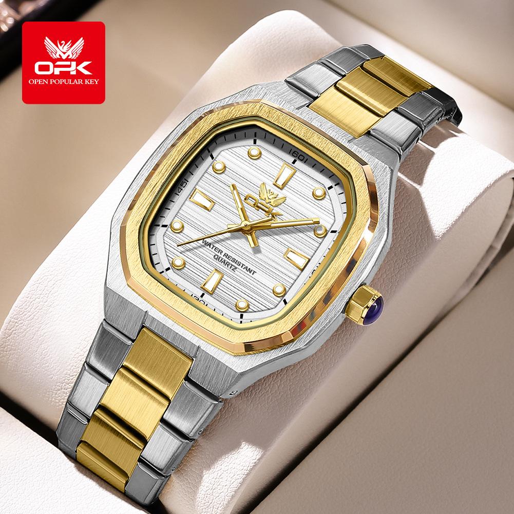 Mens Classic Analog Watch Octagon Square Case Quartz Movement Waterproof Luminous Wrist Watches