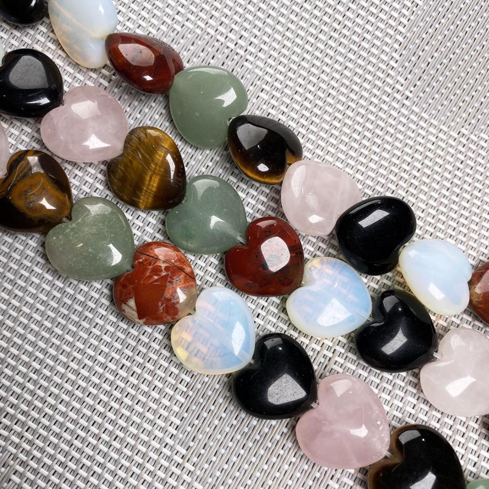 11Pcs/strand Rainbow Heart-shaped Agate Punch Loose Strand Beads Charms Gemstone for DIY Necklace Anklet Bracelet Craft Jewelry