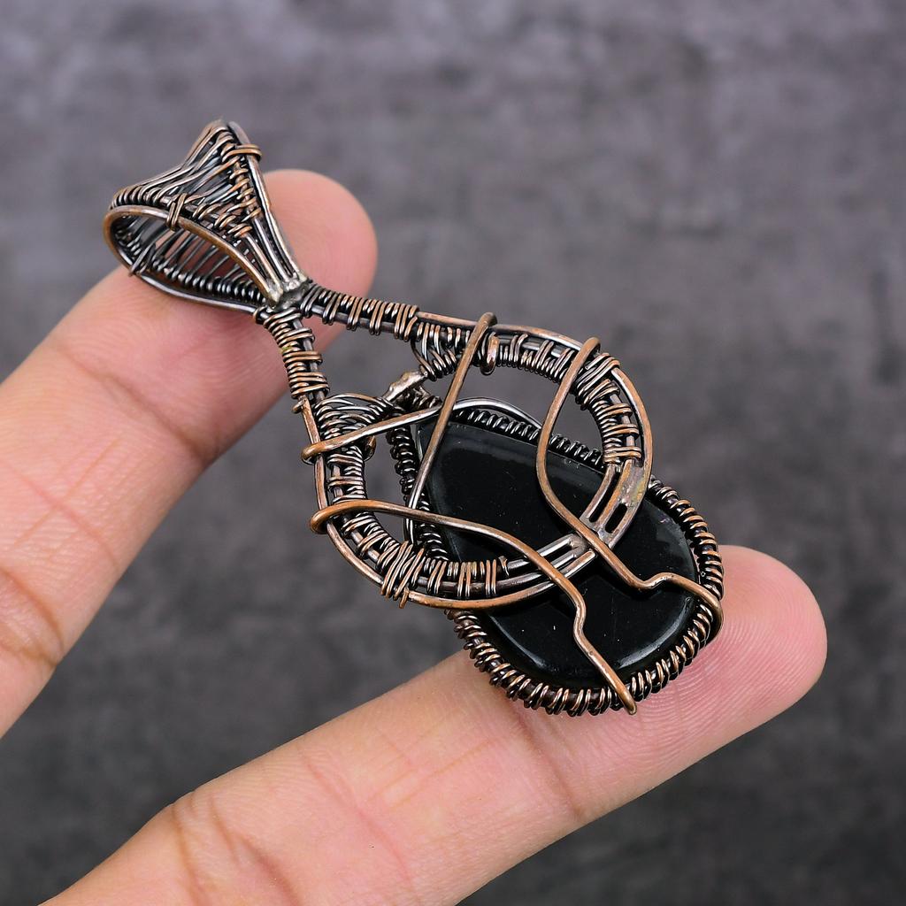 Blue Triplet Opal Handmade Copper Wire Wrap Jewelry Pendant 2.60" D2v71