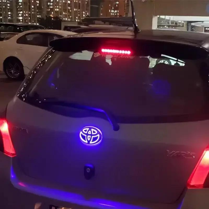 lqzh5 5D LED Emblem Light for Toyota Corolla Camry RAV4 Highlander Yaris Vios Crown Prius Front Grill and Rear Trunk Car Accessories
