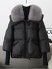 Winter New Fur Collar Puffer Down Parka Loose Down Warmer Thicken Snow Jacket Pocket Zipper Faux Fur Outerwear Female