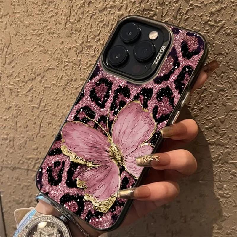 Animal Butterfly Leopard Print Phone Case ForiPhone 17 16 Pro Max 16E 15 14 Plus 13 12 11 Pro Foriphone 13 Shockproof Case Cover