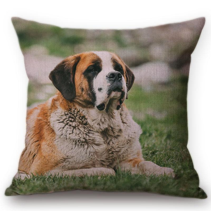 Cute Pug Pet Dog Pattern Car Decorative Throw Pillow Case German Hound Print Cotton Linen Sofa Chair Cushion Cover Cojines