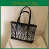 And Modern Elegant Color Block Tote Bag For Women Featuring Chic Leopard Print And Zipper Closure