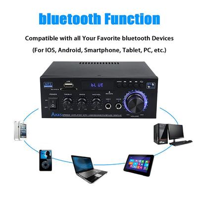 AK35/AK45 800 Вт Домашний усилитель мощности 2-канальный Bluetooth 5.0 Мини Hi-Fi Цифровой стереоусилитель звука Поддержка FM USB SD Микрофонный вход