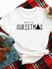 (Asian Size) Merry Christmas New Year O-neck Women's Top T Clothing Lovely Letter Cute Print Short Sleeve T-shirts Fashion Holiday Graphic Tee