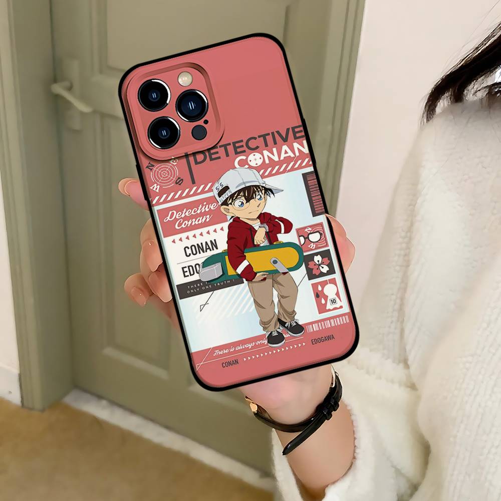 Чехол для телефона D-Detective C-Conan Для IPhone 1716 15 14 13 Pro Max 11 12 Mini X Xs XR Черный Силиконовый Чехол