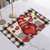 Valentine's Day Heart Table Mat Cartoon Gnome Rose Romantic Placemat for Romantic Date Love Party Valentine's Dinner Home Decor