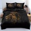 Lion Tiger King Queen Duvet Cover Lovely Wild Animals Bedding Set For Kids Teens Adults Wildlife Grey Black 2/3pcs Quilt Cover