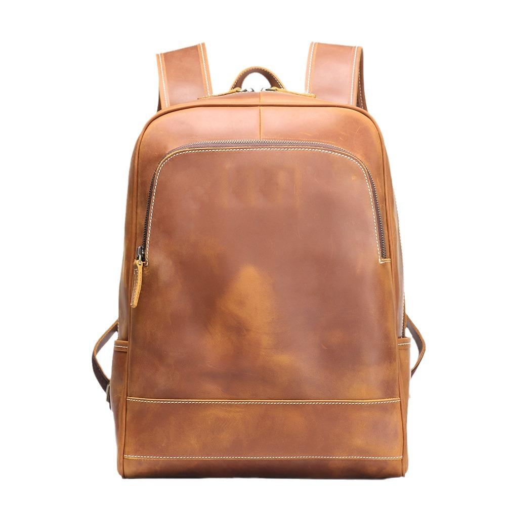 Винтажный мужской кожаный рюкзак Crazy Horse, роскошный модный дорожный рюкзак большой емкости, школьная сумка в стиле колледжа, сумка для ноутбука