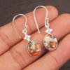 Orange Copper Turquoise Gemstone 925 Sterling Silver Jewelry Boho Earrings 1.30" EE-6-38