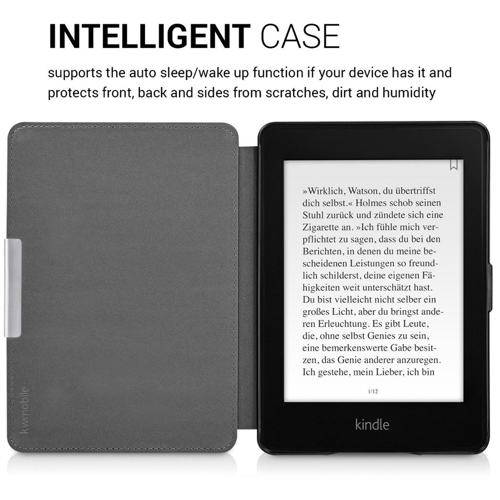 Kwmobile Чехол для Amazon Kindle Paperwhite с автосном и из ПУ светло-зеленый - Спящий режим для электронной книги, Кожа, Розовый/Зеленый/Светлый
