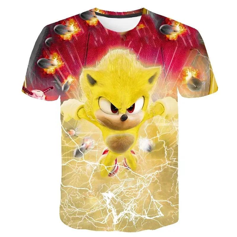 2025 MINISO The Summer New Style Sonic T-shirt Kids Clothing Boys Cartoon Game Sonic Boys Clothes Children T-shirt Clothes for Girls