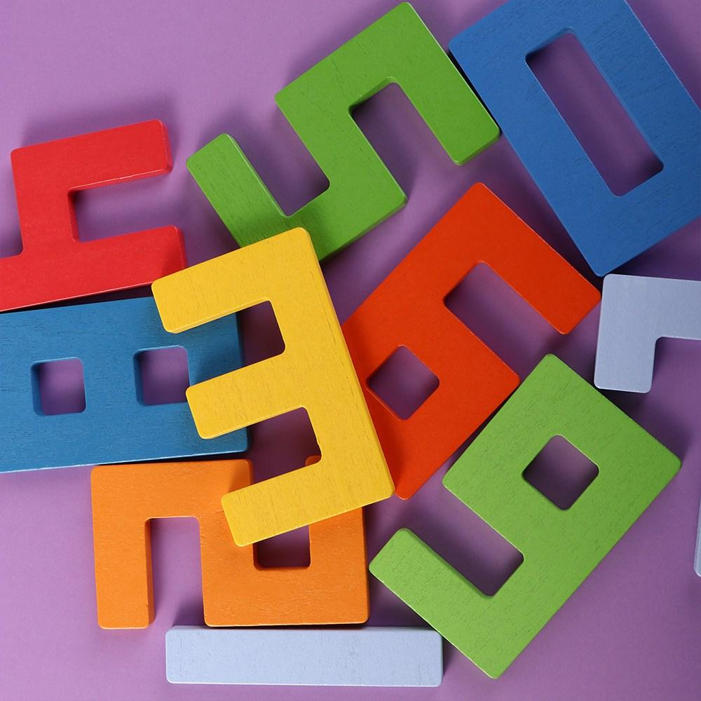 Thinking Training Number 3D Wooden Blocks Puzzle Colorful Interesting Parent-child Toy