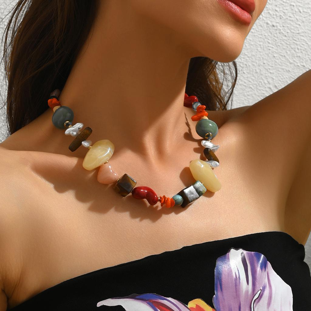 Богемское Choker Ожерелье с Камнями для Женщин Для Ношения на Отдыхе, Сценах и Музыкальных Фестивалях Модное Украшение на Шею Горячая Распродажа Подарок на Вечеринку
