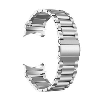 Для Samsung Galaxy Watch7 44мм/40мм Ремешок из нержавеющей стали 3-звенный Ремешок для умных часов с коннектором,Серебристый