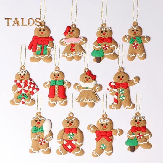 12 шт. Рождественские пряничные человечки, украшения для рождественской елки, подвесные украшения в виде пряничной куклы для праздничного декора дома