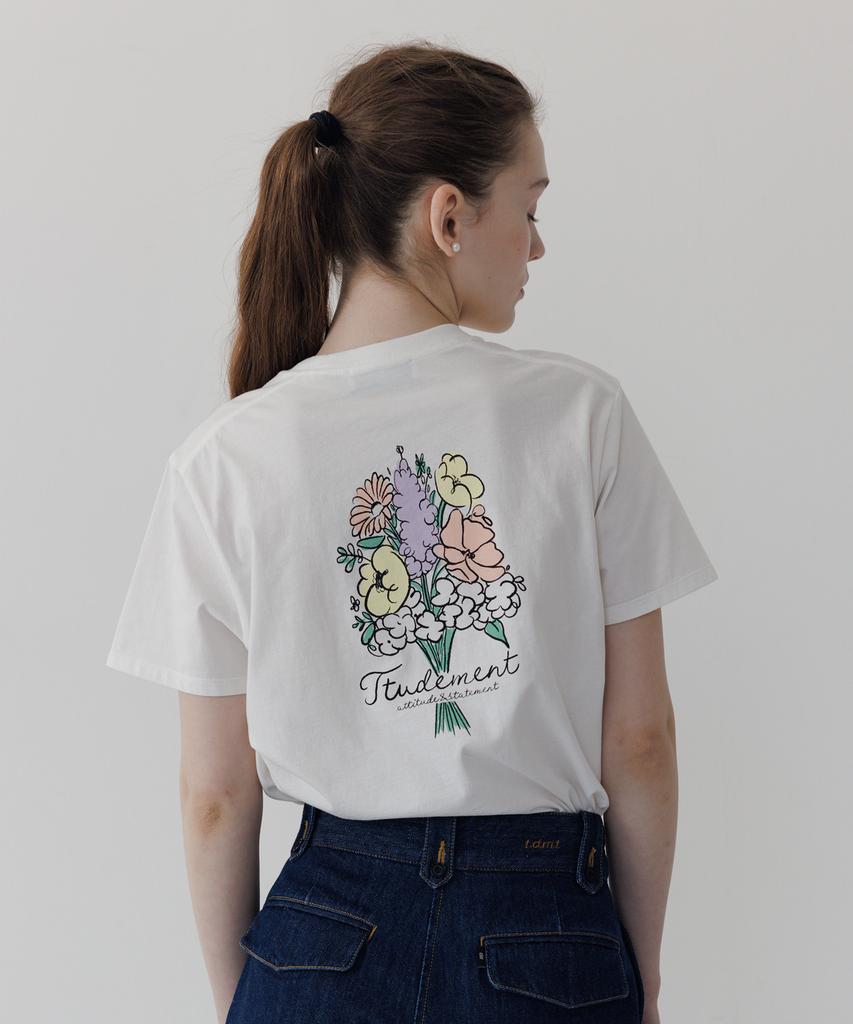 TTUDEMENT Floral Motif T-Shirt Ivory