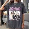 Большой размер Летняя женская винтажная футболка Jonas Brothers Хлопок Дышащая Стильная Универсальная Уличный стиль Оверсайз