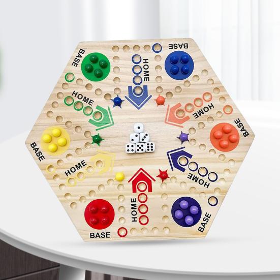 Двусторонняя летающая шахматная игра с мраморными кубиками для 4-6 игроков. Интерактивная летающая деревянная настольная игра для детей и взрослых. Развивающая игрушка.