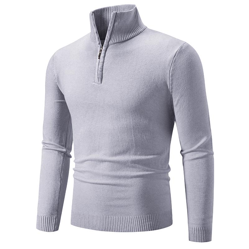 New Spring Zipper Pullover Sweaters For Men Autumn High Elastic Warm Sweater Winter Stand Collar Solid Color Knitted Sweatwear
