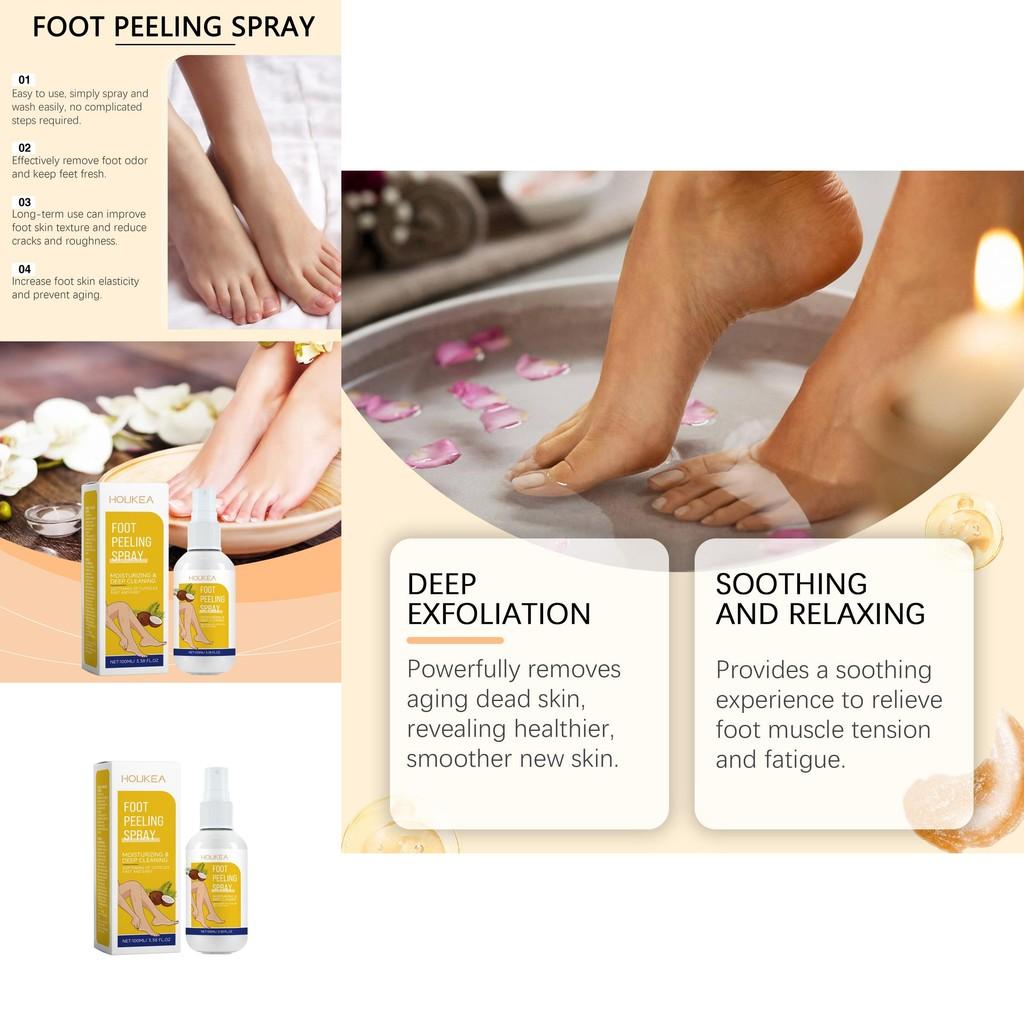 Houkea Gentle Exfoliating Foot Spray For Soft Skin Moisturizing Care 100ml