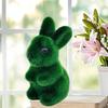 Artificial Moss Bunny Statue Realistic Furry Moss Flocked Rabbit Ornament Standing Foam Rabbit Figurine for Spring Easter Party Patio Desktop Decor