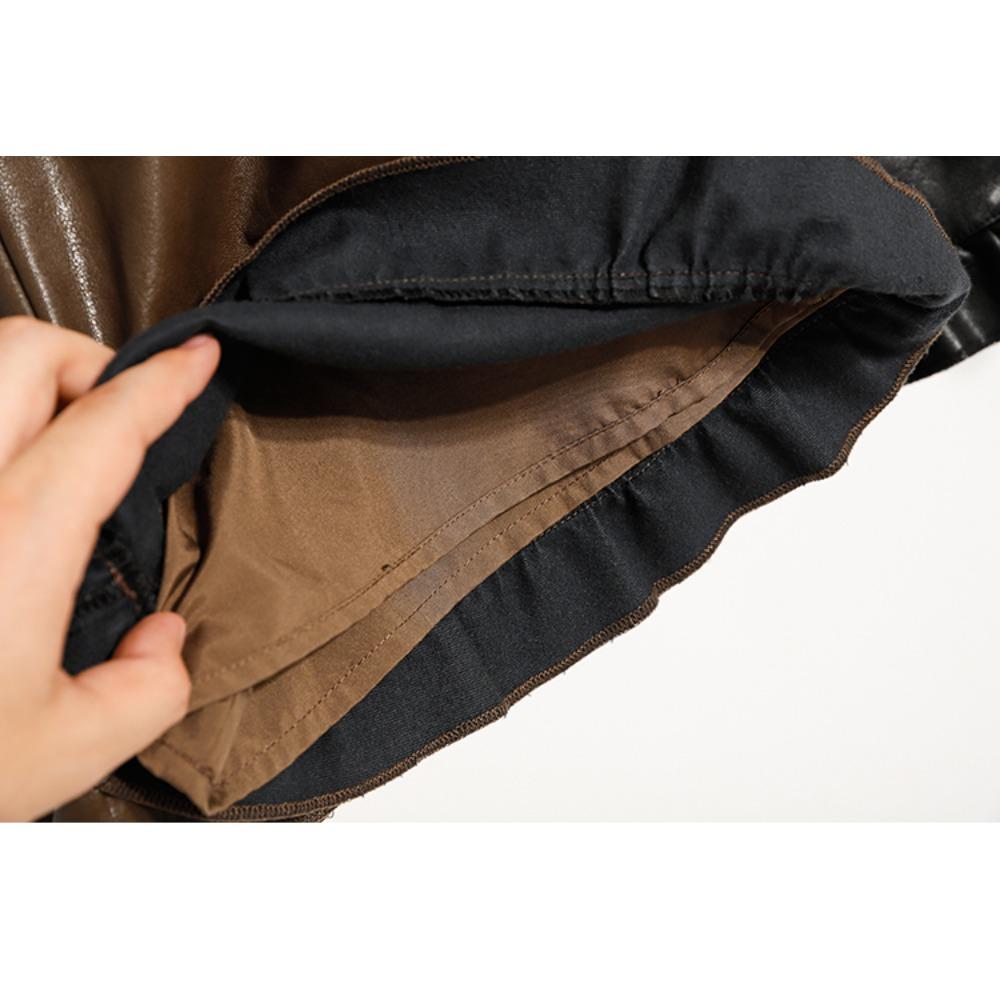 DIMANAF Plus Size 2025 New Winter Women Shorts Pants Loose Casual Short Pants Elastic Waist PU Fashion Lady