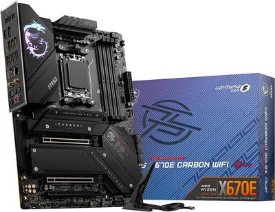 MSI Материнская плата MPG X670E CARBON WIFI AMD Ryzen серии 7000 совместимая с чипсетом X670 ATX MB5862 (АМ5)