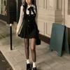 2024 Spring Fake MIni Dress Women Slim Chic Long Sleeve Bow Casual Y2k Mini Dress Female Korean Fashion Elegant Short Party Dress